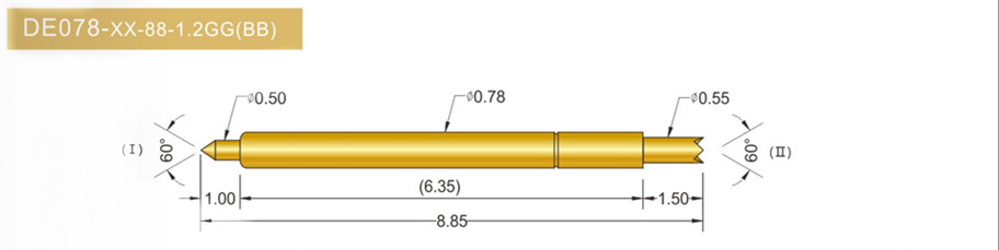 078雙頭探針尺寸、BGA雙頭頂針、雙向可動探針、帶彈簧頂針、測試探針