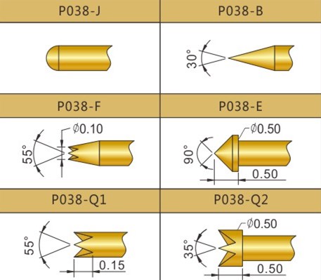 PA038測(cè)試探針頭型，華榮華探針廠家