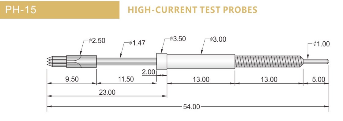 PH-15測試探針尺寸，華榮華探針選型規(guī)格